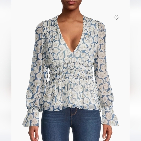 Rebecca Taylor Deco Fleur Silk Blouse - Picture 1 of 8